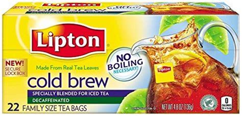 Lipton Black Tea Bags, Cold Brew, Decaf, 22 ct: strongLipton Cold Brew ...