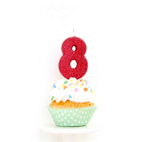 3 Number 8 Candle Red Eight Cake Topper Birthday | Etsy