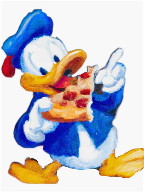 "Donald Duck Eating a Slice Of Pizza" Sticker for Sale by NewNY | Redbubble