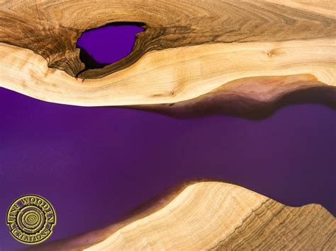 Dining resin table purple with glowing resin walnut wood image 6 Resin Table, Wood Table, Table ...