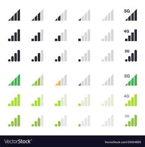 Signal strength indicator signs Royalty Free Vector Image