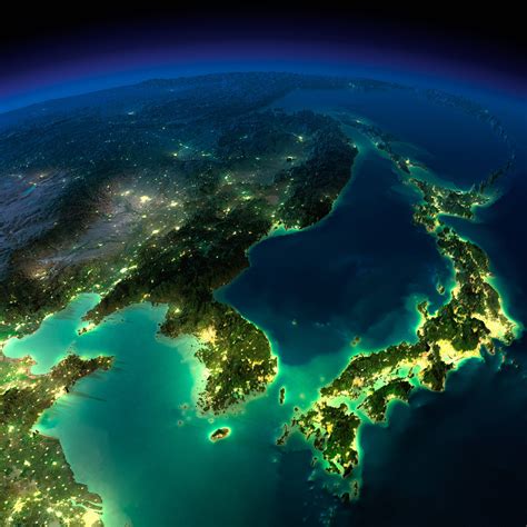 Exaggerated Relief Map of Japan, Korea, Northeast China and Far West ...