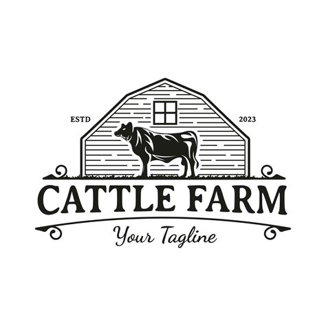 Country western classic ranch logo with cows and barn in vintage style. 24187913 Vector Art at ...