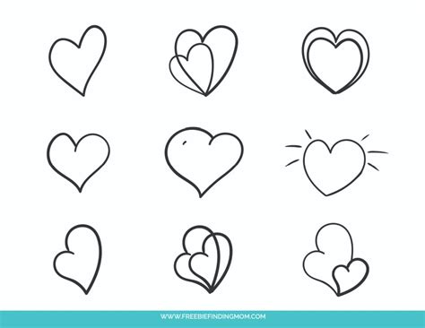 3 Free Printable Cute Heart Drawings