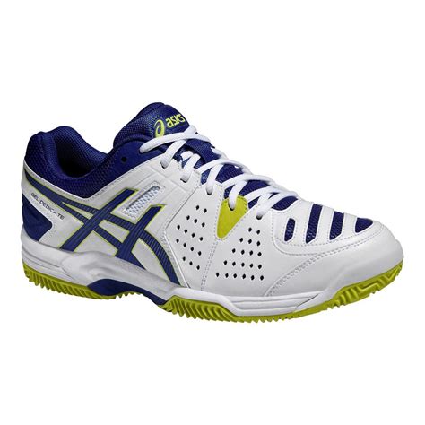 Asics Mens GEL-Dedicate 4 Clay Court Tennis Shoes - White/Navy/Lime Green - Tennisnuts.com