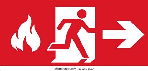 Red Emergency Fire Exit Sign: immagine vettoriale stock (royalty free) 1362778157 | Shutterstock