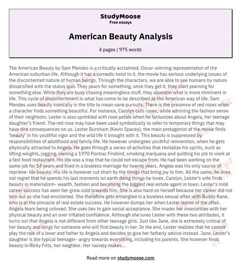 American Beauty Analysis Free Essay Example