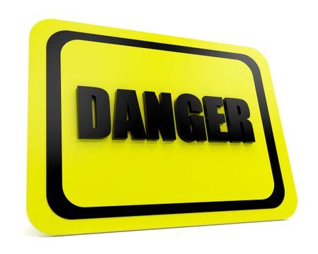 Yellow-black danger sign over a white background | Freestock photos