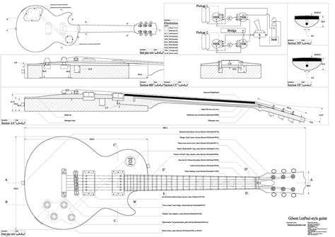 Buy Set of 4 Electric Guitar Plans - Les Paul, Les paul Double Cutaway ...