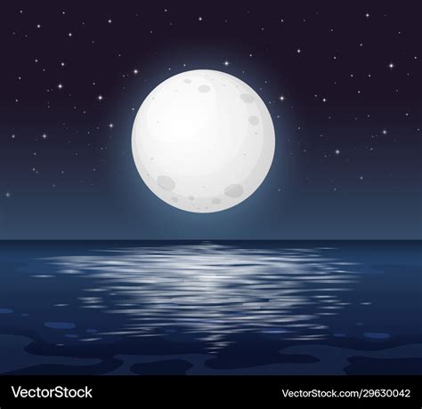 Full moon on ocean Royalty Free Vector Image - VectorStock