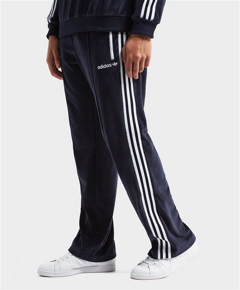 adidas Originals Cotton Velour Track Pants in Blue for Men - Lyst