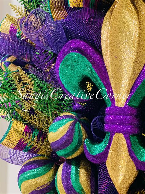 Mardi Gras Wreath Mardi Gras Wreaths Mardi Gras Fleur De - Etsy