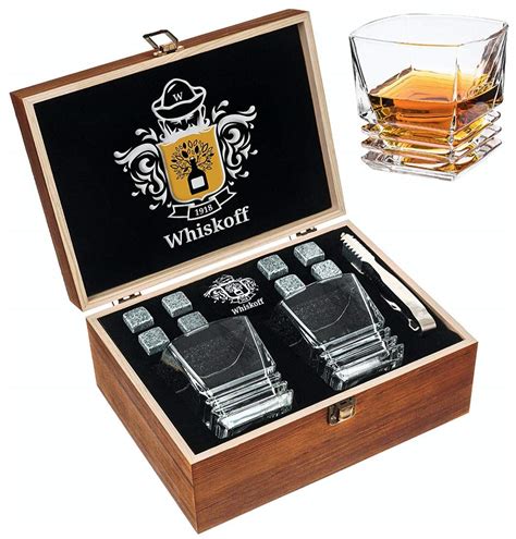 Buy Whiskey Glass Set of 2 - Bourbon Whiskey Stones Gift Set For Men ...