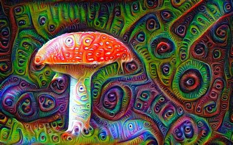 Fly Agaric Magic Mushroom Deep Dream Drawing by Matthias Hauser | Mushroom art, Funky art ...