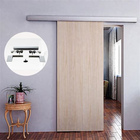 Shipping from Singapore-4.9FT/6FT/6.6FT Aluminium Alloy Brushed Interior Wood Barn Sliding Door ...