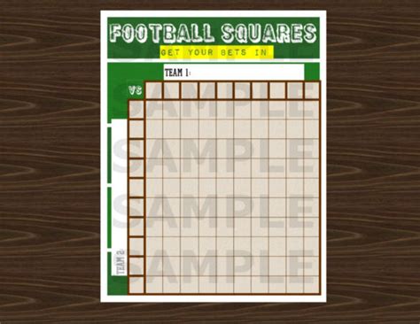 100 Square Football Pool Template Printable