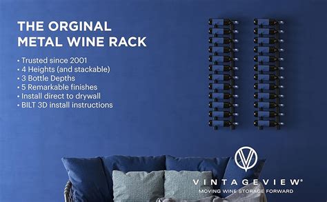 Amazon.com: VintageView W Series Pro Wine Rack 4 - Metal Wall Mounted Wine Rack - Modern, Label ...
