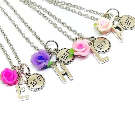 Personalized Best Friend Necklaces 2 3 4 5 Flower Friendship - Etsy