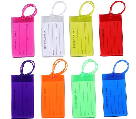 8 Pcs Luggage Tags, with Strings, Name ID Card for Travel Suitcase ...