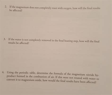 Solved After doing my lab experiment of magnesium oxide, I | Chegg.com