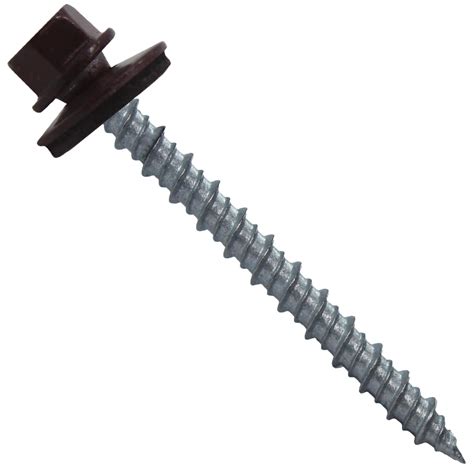 Metal ROOFING SCREWS: (250) 10 x 2" Burgundy Hex Head Sheet Metal Roof Screw. Self starting ...