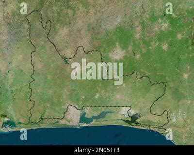 Ogun, state of Nigeria. High resolution satellite map. Locations and ...