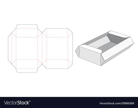 Take away food container box die cut template Vector Image