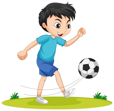 Free Vector | Cute boy playing football cartoon character isolated