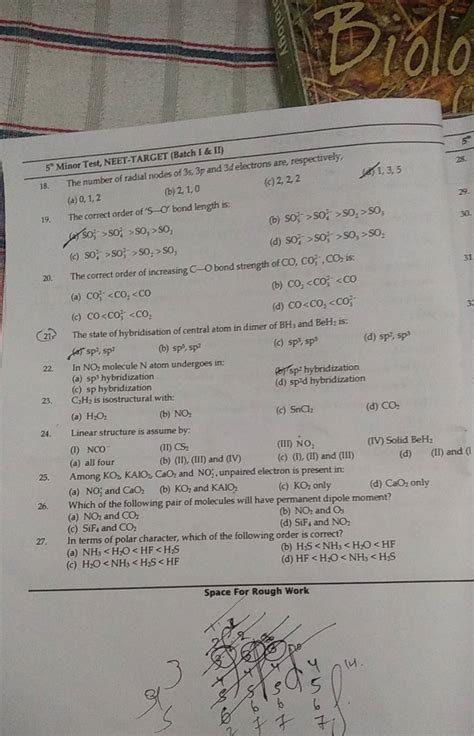 1,3,5 19. The correct order of 's −0 bond length is: (2) SO32− >SO42 >SO..