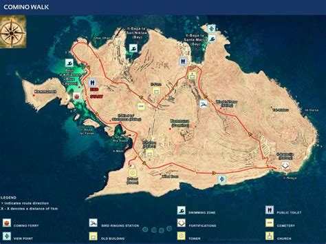 Comino Walk Map - Ontheworldmap.com