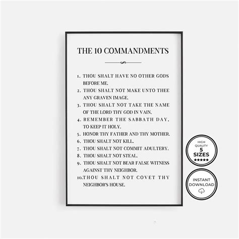 Exodus 20 the 10 Commandments, Printable Blessing Art, Spiritual Art ...