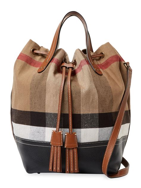 Burberry Canvas Medium Check Bucket Bag | Lyst