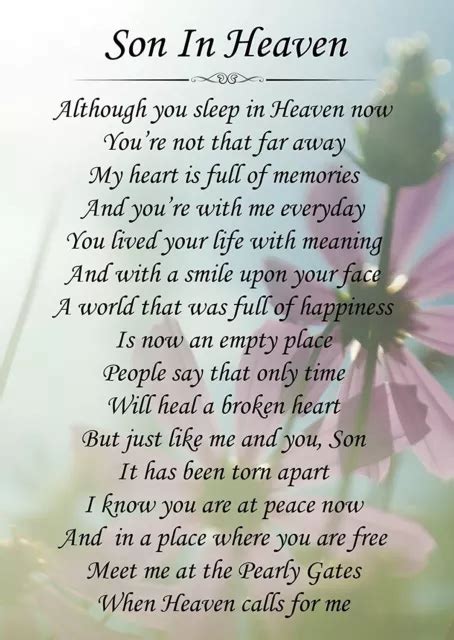 SON IN HEAVEN Memorial Graveside Poem Card & Free Ground Stake F149 EUR 3,38 - PicClick FR