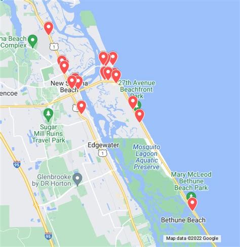 Map of Restaurants in New Smyrna Beach | New smyrna beach, Smyrna, Beach