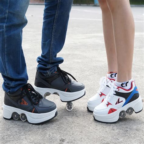 2015 cool et unique amateurs de patinage walkable chaussures rangée droite transformable patins ...