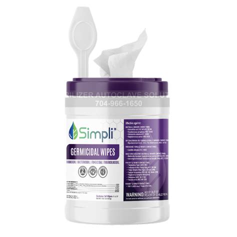 Simpli Germicidal Disposable Wipes 6" x 6.75" - FREE SHIPPING