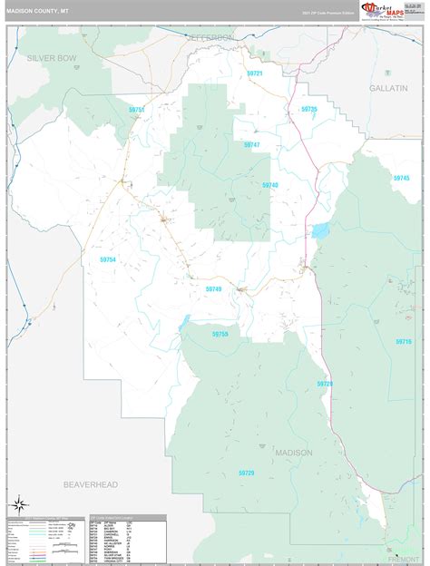 Madison County, MT Wall Map Premium Style by MarketMAPS - MapSales