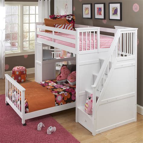 NE Kids Schoolhouse Stairway Loft Bed - White - Bunk Beds & Loft Beds ...