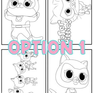 Superkitties Mini Coloring Pages, Crayons Included/party Favors/birthdays/kid's Birthday/girl's ...