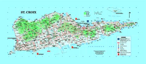 Large tourist map of St. Croix Island, U.S. Virgin Islands | US Virgin Islands (United States ...