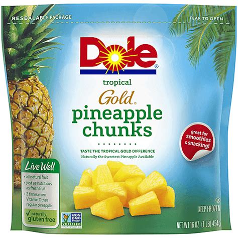 Frozen DOLE TROPICAL GOLD Pineapple, 16 Ounce Bag | Fruit, Drinks & Juices | Super Food Plaza