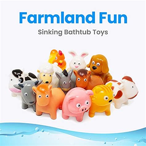 Boley Farm Animals Bath Toys Bucket - 12 Pc Sinking Kids Bath Toys ...