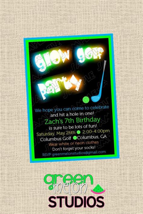 Glow in the Dark Golf Birthday Party Printable Invitations - Etsy