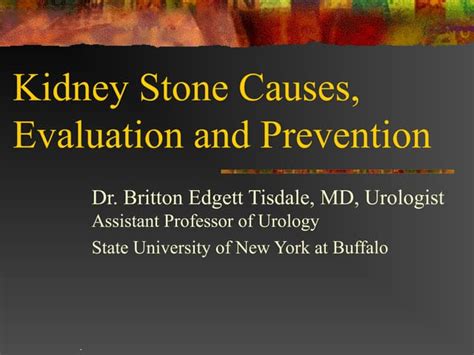 Kidney Stone Causes, Evaluation and Prevention | PPT