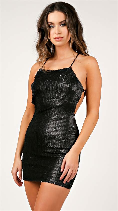 Black Glitter Sequin Dress | Lace dress casual, Fashion, Sequin dress