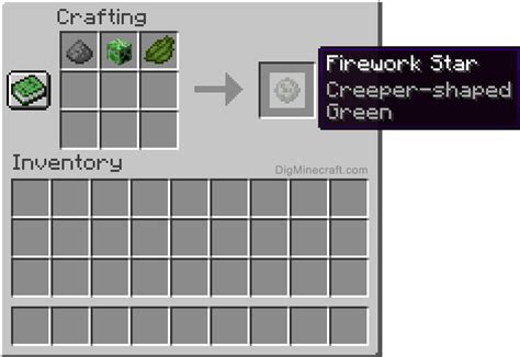 How to make a Green Creeper-Shaped Firework Star in Minecraft