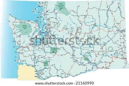 Washington State Highway Map With Interstates, U.S. Highways And State ...