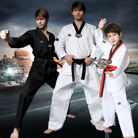 100% cotton kids taekwondo uniform quick dry Taek won Long Sleeve suit XXXS XXXL adults karate ...