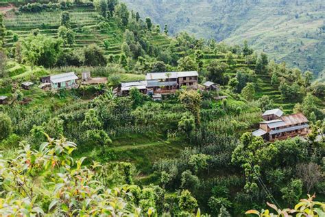 Aerial View of Beautiful Nepali Village Surrounded by the Green Stock Photo - Image of building ...