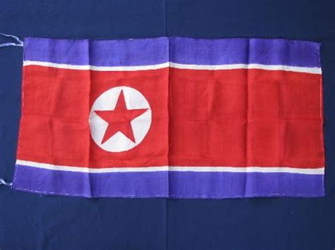 original early 1950s Korean War vintage silk flag of North Korea DPRK